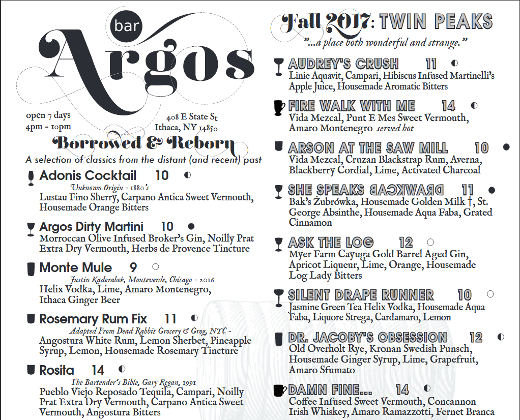 twin peaks drink menu 2017